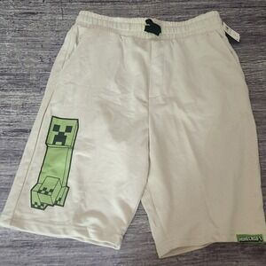 Minecraft Creeper Graphic Shorts Tan Beige XL Extra Large Gaming‎ Lounge